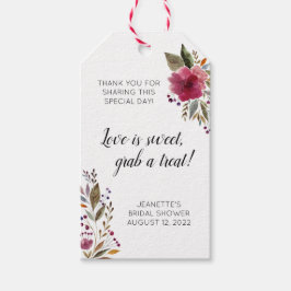 Burgundy Flowers Love is Sweet Vrijgezellenfeest Cadeaulabel