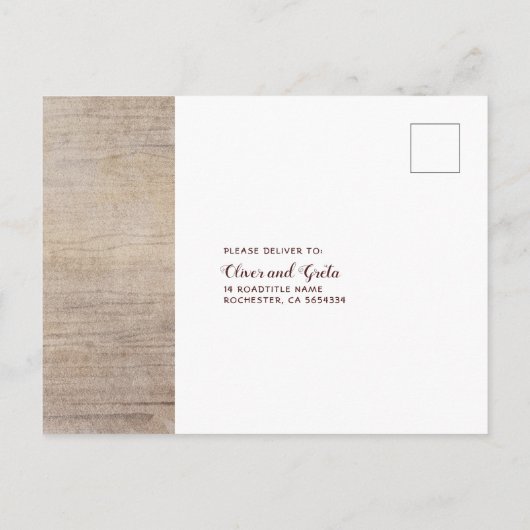 Burgundy Flowers Mason Jar Rustic RSVP Briefkaart (Achterkant)