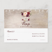 Burgundy Flowers Mason Jar Rustic RSVP Briefkaart (Voorkant)