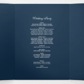 Burgundy Flowers Navy Blue Photo Wedding Drieluik Programma (Binnenkant midden)
