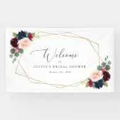 Burgundy Flowers, Navy Flowers, Bridal Welcome Spandoek (Horizontaal)
