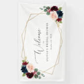Burgundy Flowers, Navy Flowers, Bridal Welcome Spandoek (Verticaal)