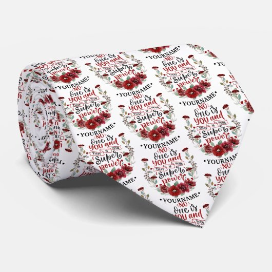 Burgundy Flowers No One Is You & That's Your Power Stropdas (Opgerold)