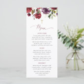 Burgundy Flowers, Pink Flowers, Baptism Menu (Staand voorkant)