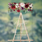 Burgundy Flowers, Pink Flowers, Baptism Welcome Acryl Bord (Neutraal)