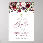 Burgundy Flowers, Pink Flowers, Baptism Welcome Poster (Voorkant)