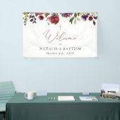 Burgundy Flowers, Pink Flowers, Baptism Welcome Spandoek (Beurs)