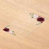 Burgundy Flowers, Pink Flowers, Boho, Baby shower Acryl Uitnodigingen (Laagn)