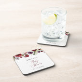 Burgundy Flowers, Pink Flowers, Boho, Baby shower Bier Onderzetter (Rechterzijde)