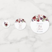 Burgundy Flowers, Pink Flowers, Boho, Baby shower Confetti (Achterkanten)