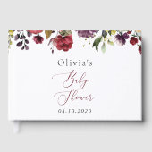 Burgundy Flowers, Pink Flowers, Boho, Baby shower Gastenboek (Voorkant)