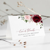Burgundy Flowers, Pink Flowers, Boho, Birthday Bedankkaart