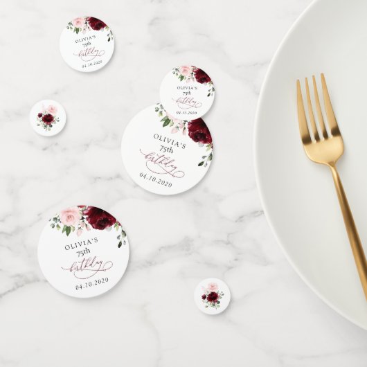 Burgundy Flowers, Pink Flowers, Boho, Birthday Confetti (Groep)