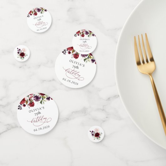 Burgundy Flowers, Pink Flowers, Boho, Birthday Confetti (Groep)