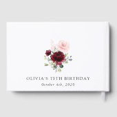Burgundy Flowers, Pink Flowers, Boho, Birthday Gastenboek (Achterkant)