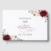 Burgundy Flowers, Pink Flowers, Boho, Birthday Gastenboek (Voorkant)