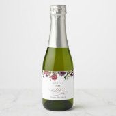 Burgundy Flowers, Pink Flowers, Boho, Birthday Sparkling Wijnetiket (Voorkant)