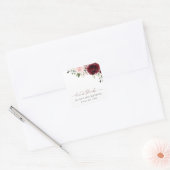Burgundy Flowers, Pink Flowers, Boho, Birthday Vierkante Sticker (Envelop)