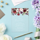 Burgundy Flowers, Pink Flowers, Boho, Confirmation Acryl Uitnodigingen (Insitu (Huwelijk))