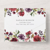 Burgundy Flowers, Pink Flowers, Boho, Confirmation All In One Uitnodiging (Achterkant)