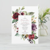 Burgundy Flowers, Pink Flowers, Boho, Confirmation Kaart (Staand voorkant)