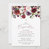 Burgundy Flowers, Pink Flowers, Boho, Confirmation Kaart (Voorkant)