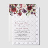 Burgundy Flowers, Pink Flowers, Boho, Confirmation Vellum Uitnodigingen (Offset (Uitnodiging))