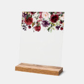 Burgundy Flowers, Pink Flowers, Boho, Mimosa Bar Acryl Bord (Hoek)