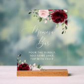 Burgundy Flowers, Pink Flowers, Boho, Momosa Bar Acryl Bord (Neutraal)
