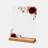 Burgundy Flowers, Pink Flowers, Boho, Momosa Bar Acryl Bord (Hoek)