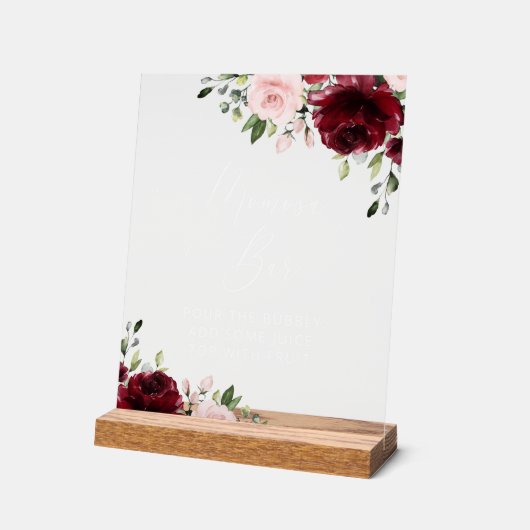 Burgundy Flowers, Pink Flowers, Boho, Momosa Bar Acryl Bord (Hoek)