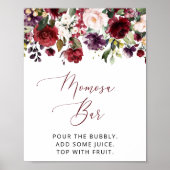 Burgundy Flowers, Pink Flowers, Boho, Momosa Bar Poster (Voorkant)