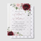 Burgundy Flowers, Pink Flowers, Boho, Sweet 16 Vellum Uitnodigingen (Offset (Uitnodiging))