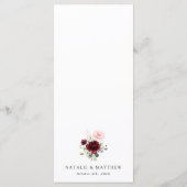 Burgundy Flowers, Pink Flowers, Boho, WeddenMenu Menu (Achterkant)