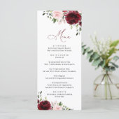 Burgundy Flowers, Pink Flowers, Boho, WeddenMenu Menu (Staand voorkant)