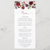 Burgundy Flowers, Pink Flowers, Bridal Shower Menu (Voorkant)