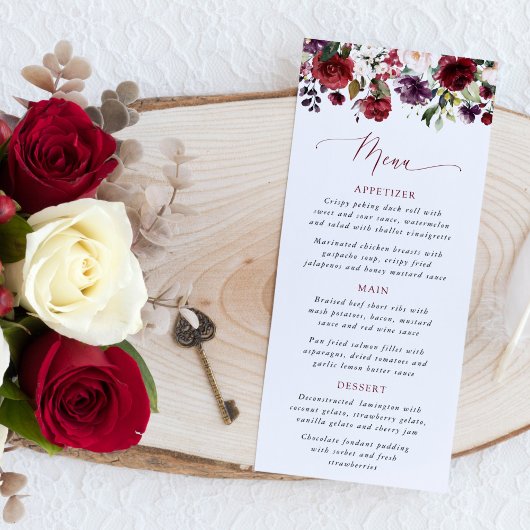 Burgundy Flowers, Pink Flowers, Bridal Shower Menu