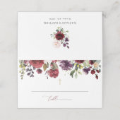 Burgundy Flowers, Pink Flowers, Floral Baptism Plaatskaartje (Buitenkant ongevouwen)