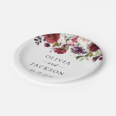 Burgundy Flowers, Pink Flowers, Greenery, Wedding Papieren Bordje (Gekanteld)