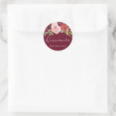 Burgundy Flowers Quinceanera Party Favor Seal Ronde Sticker (Tas)