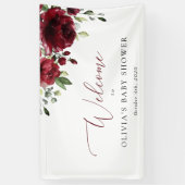 Burgundy Flowers, Red Flowers, Baby shower Welcome Spandoek (Verticaal)