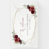 Burgundy Flowers, Red Flowers, Baby shower Welcome Spandoek (Verticaal)