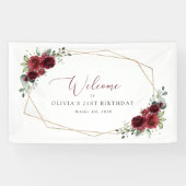 Burgundy Flowers, Red Flowers, Birthday Welcome Spandoek (Horizontaal)