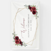 Burgundy Flowers, Red Flowers, Birthday Welcome Spandoek (Verticaal)