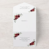 Burgundy Flowers, Red Flowers, Boho, Birthday All In One Uitnodiging (Buitenkant)