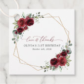 Burgundy Flowers, Red Flowers, Boho, Birthday Bedankjes Labels (Voorkant)