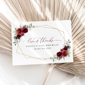 Burgundy Flowers, Red Flowers, Boho, Birthday Bedankkaart