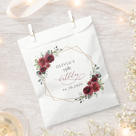 Burgundy Flowers, Red Flowers, Boho, Birthday Bedankzakje (Geknipt)