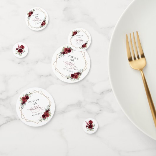 Burgundy Flowers, Red Flowers, Boho, Birthday Confetti (Groep)