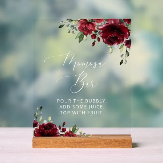 Burgundy Flowers, Red Flowers, Boho, Momosa Bar Acryl Bord (Neutraal)
